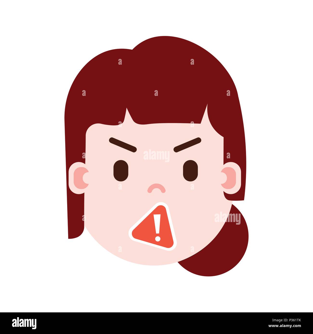 Mädchen Kopf emoji mit Gesichts Emotionen, Avatar, Frau Zensur Gesicht mit verschiedenen weiblichen Emotionen Konzept. Flaches Design. Stock Vektor