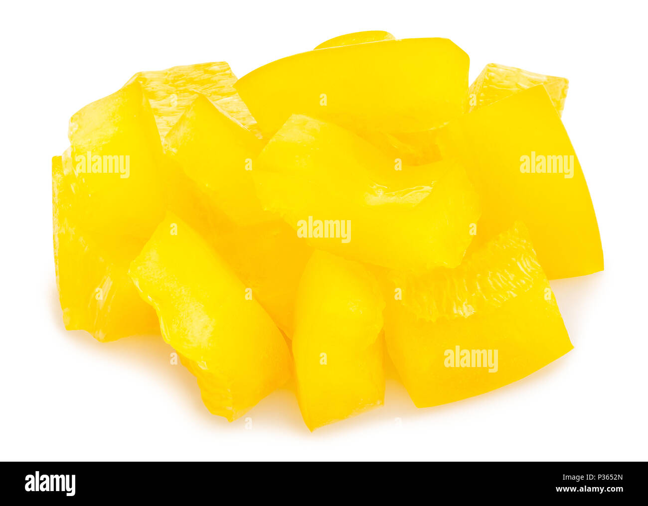 In Scheiben geschnitten gelbe Paprika Pfad isoliert Stockfoto