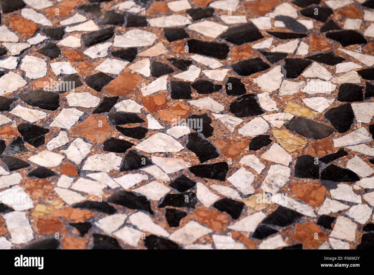 Dekoratives Pflaster Textur, Muster von Kies Steine, bunte Texturen Hintergrund Stockfoto