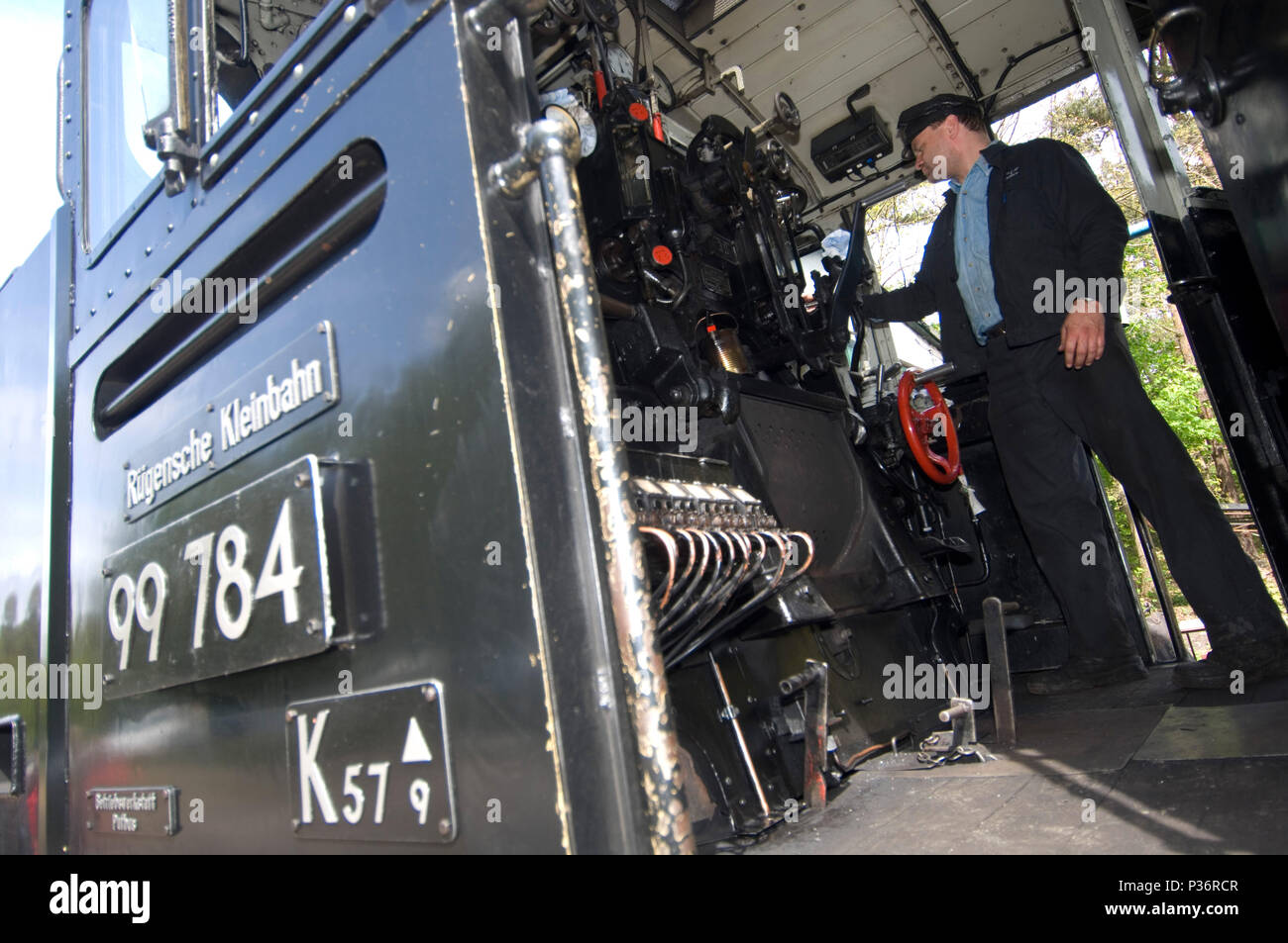 Sellin, Deutschland, Lokführer des Rasenden Roland Stockfoto