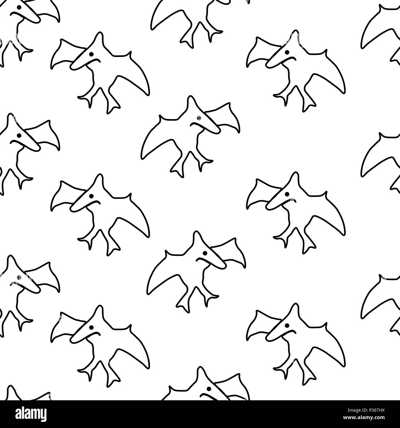 Nahtlose Muster von pterodactyl. Vector Illustration. Auf einem weißen Hintergrund. Stock Vektor