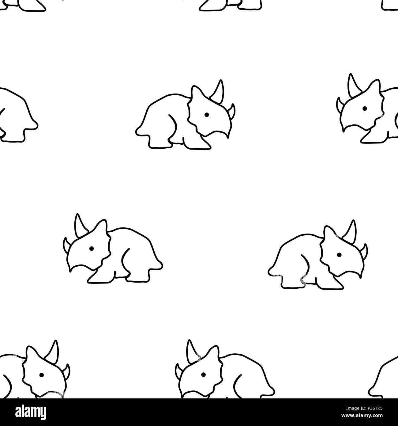 Nahtlose Muster von triceratops. Vector Illustration. Auf einem weißen Hintergrund. Stock Vektor