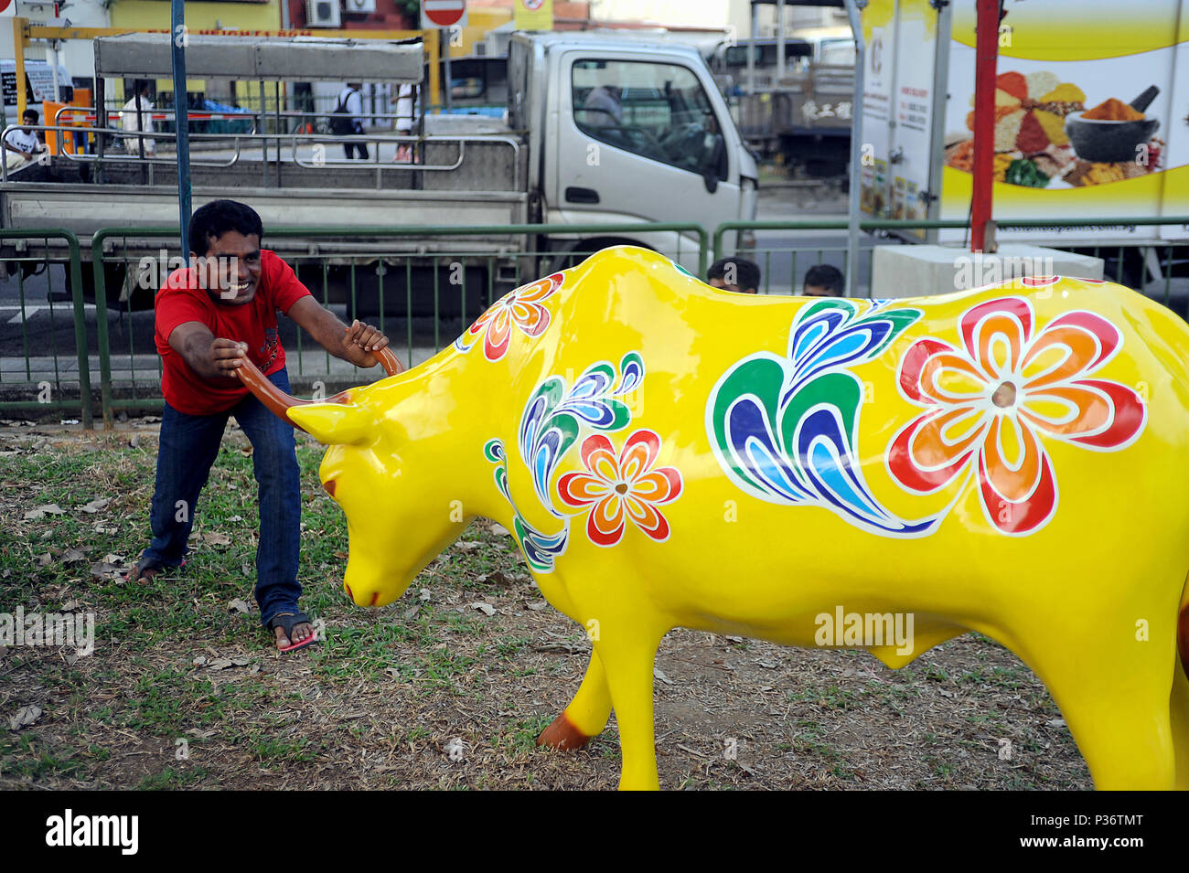Singapur, Republik Singapur, bull Abbildung in einem öffentlichen Park Stockfoto