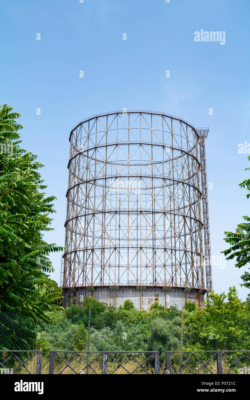 Gasspeicher, Gasometer, Ostiense, Rom, Italien Stockfoto