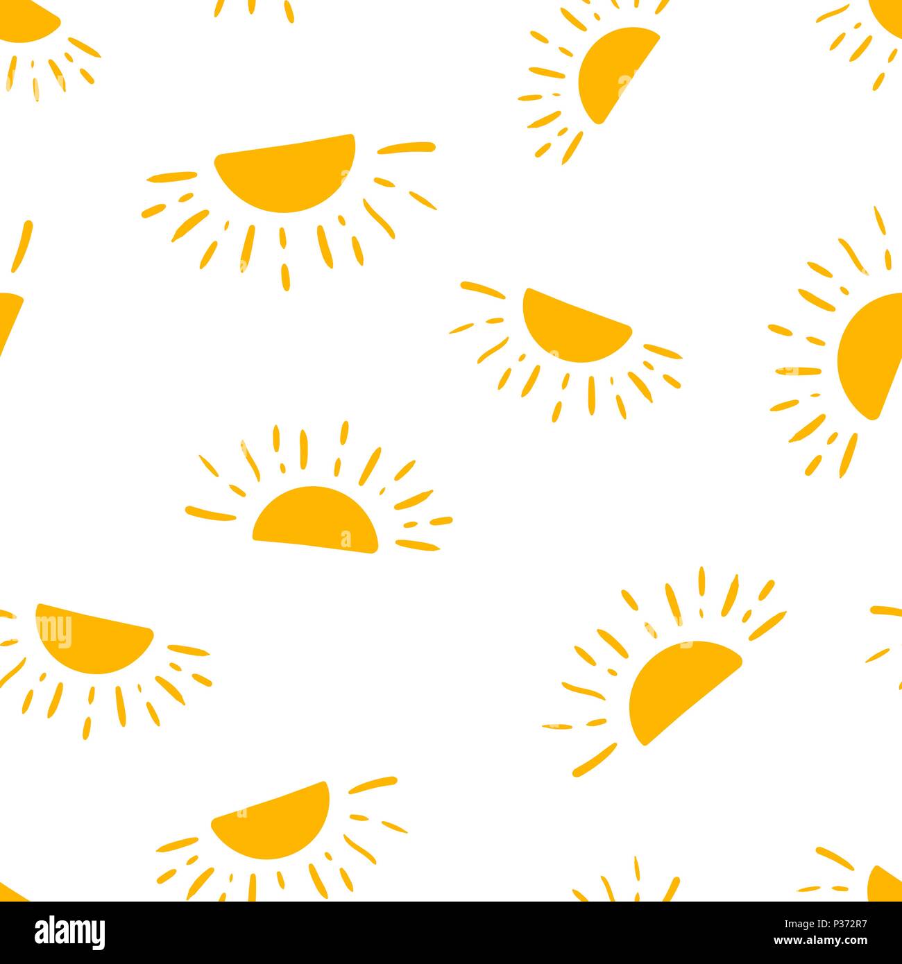 Hand sun Icon nahtlose Muster Hintergrund gezeichnet. Geschäftskonzept Vector Illustration. Handdrawn Sonnenschein symbol Muster. Stock Vektor