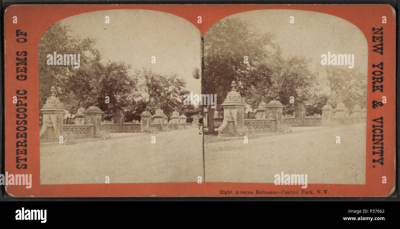 . Eighth Avenue, Central Park, New York, alternative Titel: Stereoskopische Edelsteine von New York und Umgebung. Abdeckung: [1859?-1895?]. Digitale Element veröffentlicht 4-12 2006; Aktualisiert im 6-25 2010. 93 Eighth Avenue, Central Park, N.Y, von Robert N. Dennis Sammlung von stereoskopische Ansichten Stockfoto
