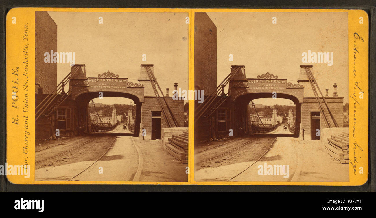 . Eingang, Hängebrücke, Nashville, Tenn erstellt: Ca. 1870. Abdeckung: [Ca. 1870]. Quelle Impressum: 1870?-1897?. Digitale Element veröffentlicht 3-9 2006; 2-13-2009 aktualisiert. 97 Eingang, Hängebrücke, Nashville, Tenn, Poole, R. (Rodney), 1837 - Stockfoto