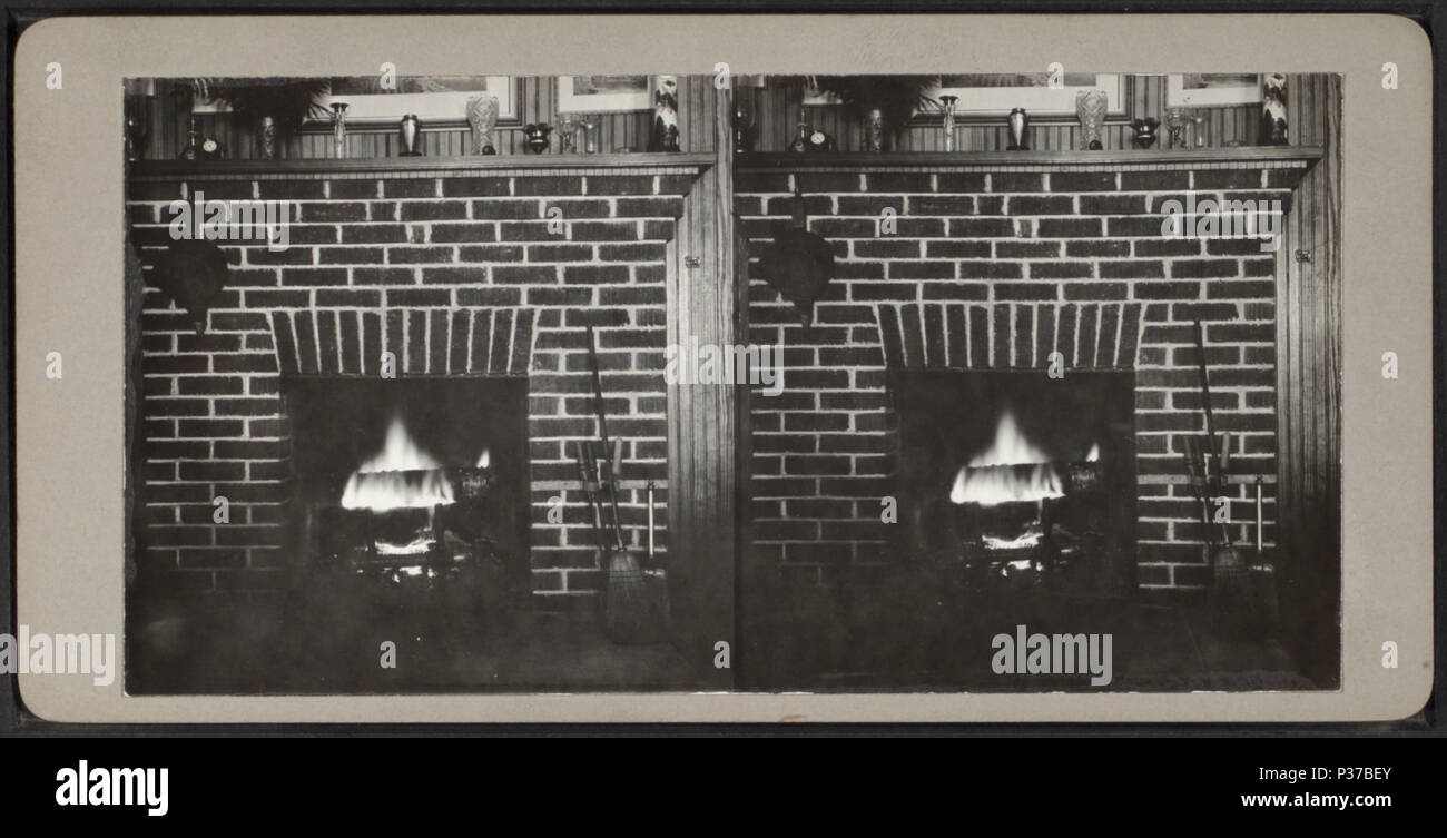 104 Feuer in gemauerten Kamin, von Robert N. Dennis Sammlung von stereoskopische Ansichten Stockfoto