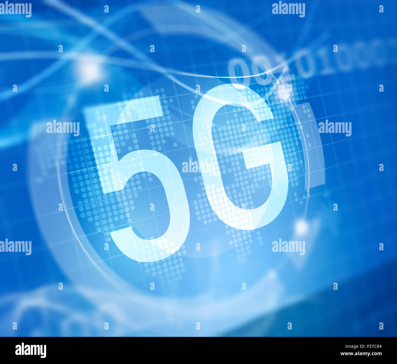 5G Symbol auf digitalen Hintergrund Stockfoto