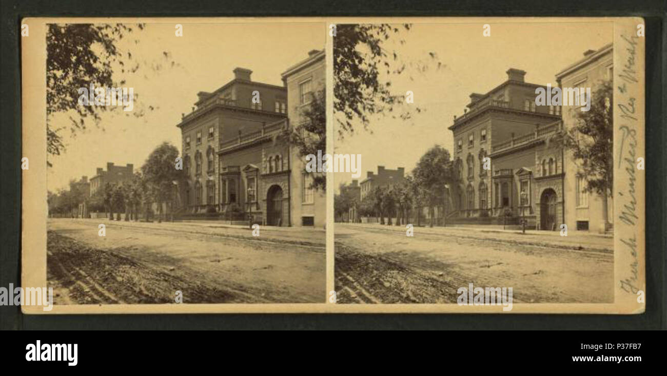 . Der französische Minister's Residence, Washington D.C. Englisch: Der Titel "Der französische Minister's Residence' ist nur ein Teil der Geschichte. Dies ist in der Verluste als "Corcoran Haus'. Das ursprüngliche Haus auf dem Grundstück wurde 1828 gebaut (Architekt unbekannt) von Thomas Swann, ein Maryland Rechtsanwalt, auf der Ecke von H und Connecticut Straßen gelegen, gegenüber von der nordwestlichen Ecke des Lafayette Square. Es war Daniel Webster 1840 oder so gegeben; die Webster - Ashburton Vertrag war im Haus ausgehandelt. Webster verkaufte es an Vorlage: William Wilson Corcoran im Jahre 1848, der Architekt James Renwick, Jr. Ergänzungen Stockfoto