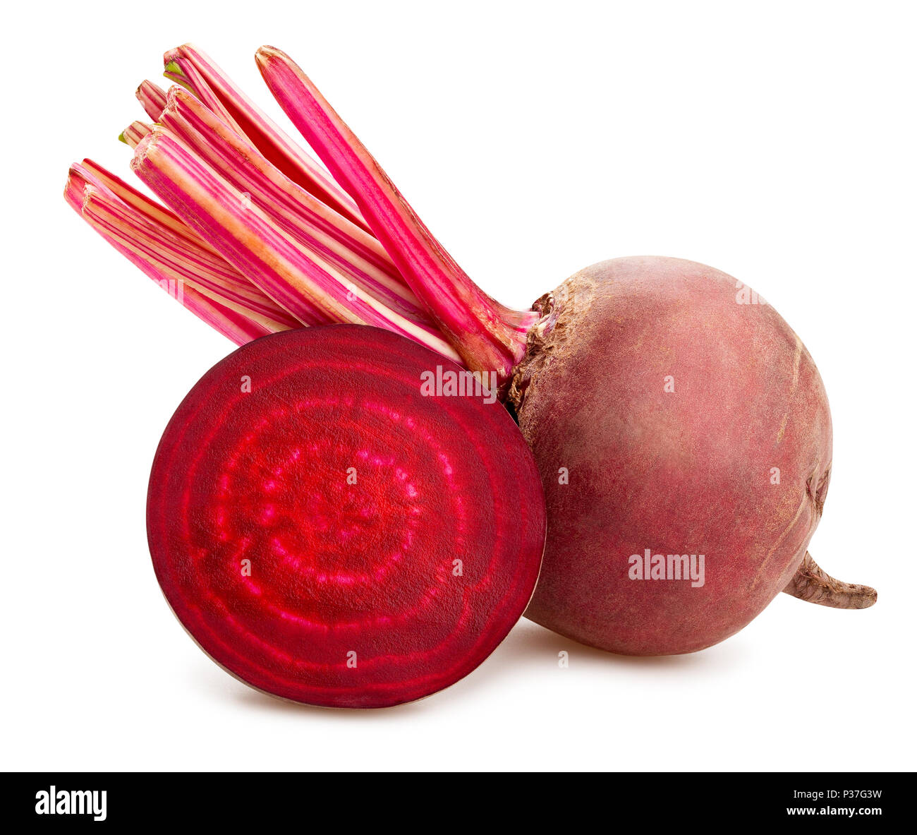 In Scheiben geschnittene rote Beete Pfad isoliert Stockfoto