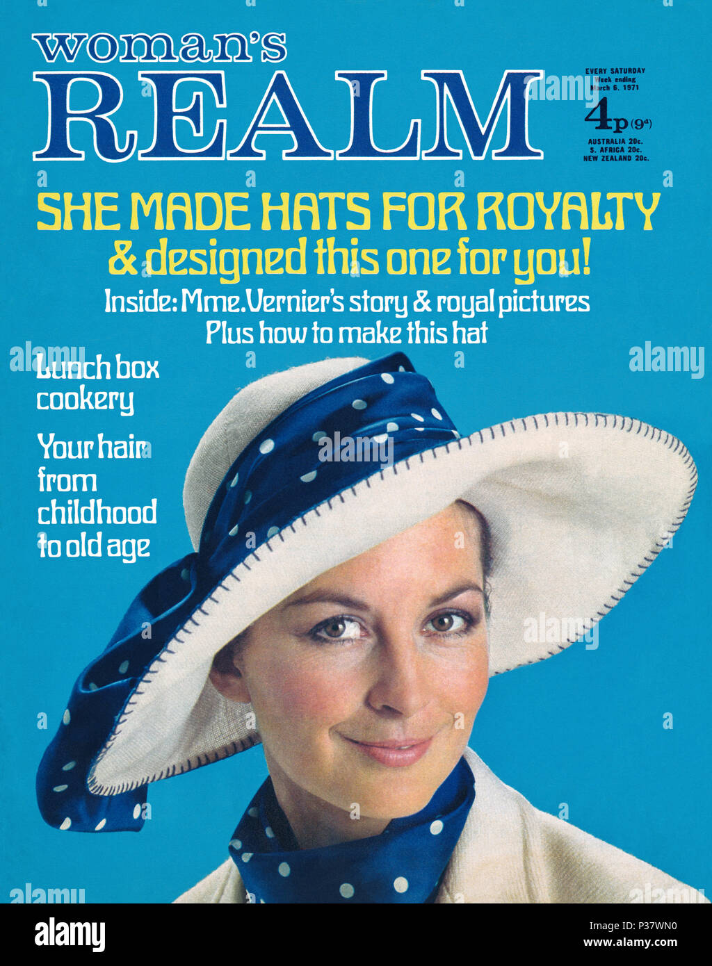 Vintage Abdeckung an der Vorderseite von Woman's Realm Magazin für den 6. März 1971. Stockfoto