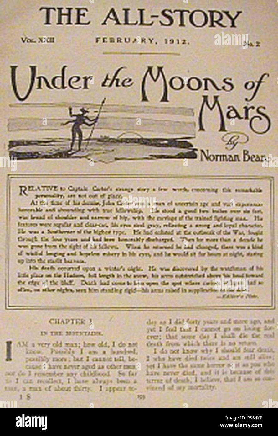 Englisch Ursprungliche Veroffentlichung In Serienobjekte Einer Prinzessin Von Mars Unter Dem Titel Unter Dem Monde Des Mars Von Edgar Rice Burroughs All Story Magazins Februar 1912 Usa Frank A Munsey Co 1912 Wie