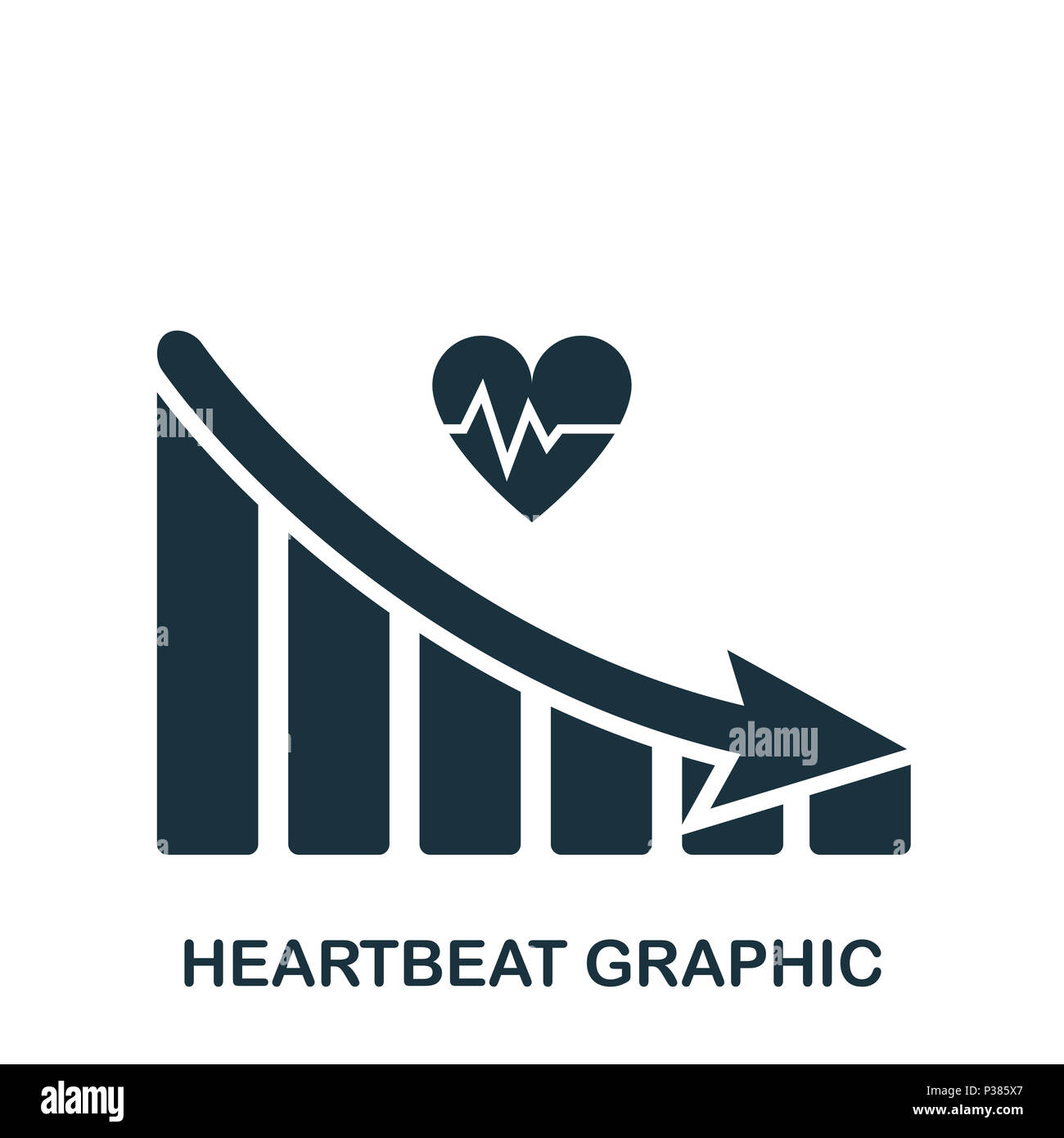 Heartbeat verringern das Symbol Grafik. Mobile App, Druck, Web site Symbol. Einfaches Element singen. Monochrome Herzschlag verringert das Symbol Grafik Illustration. Stockfoto