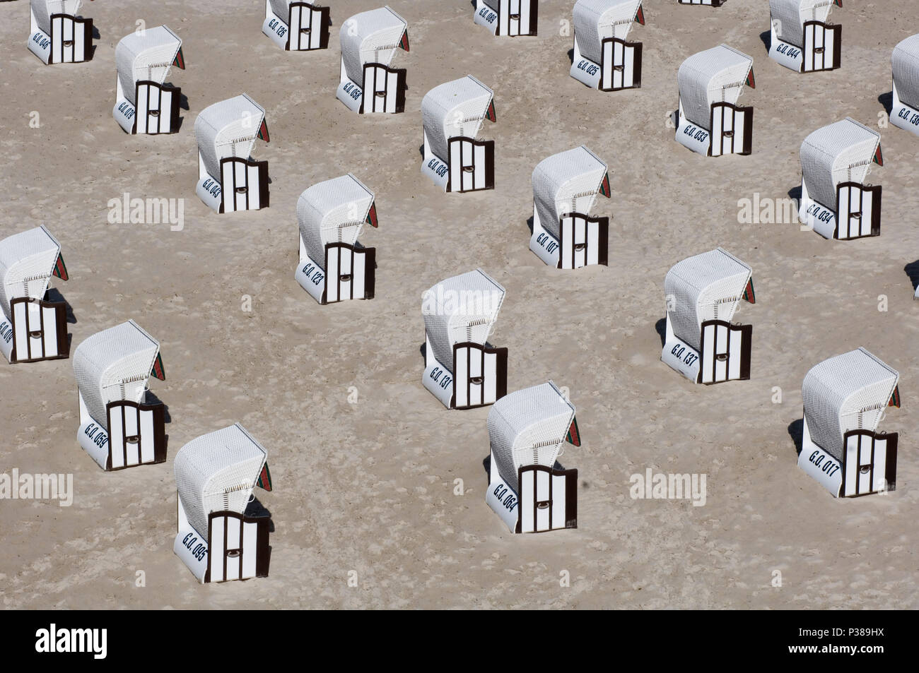 Sellin, Deutschland, aufgereiht Strandkoerbe Stockfoto