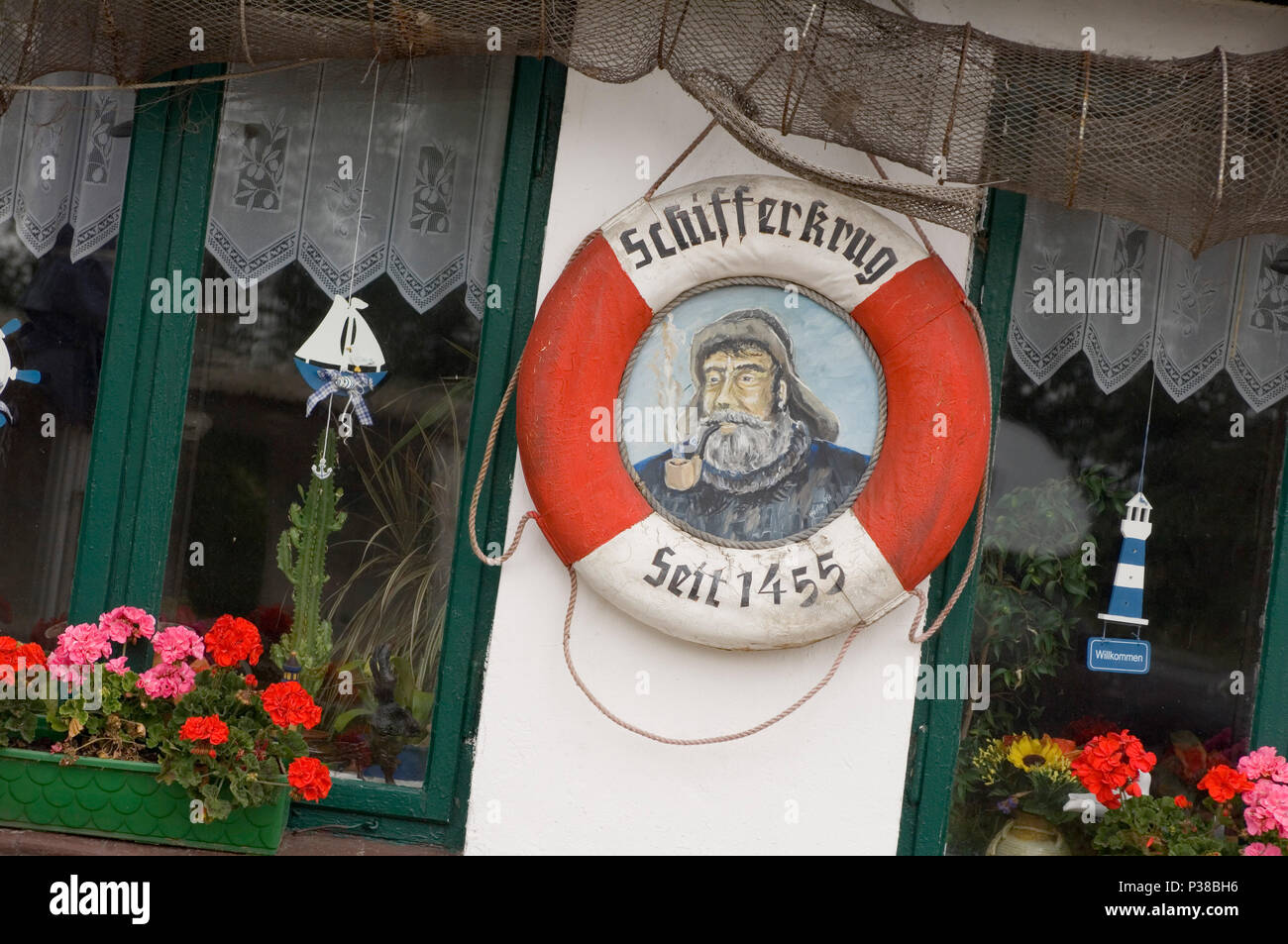Dranske, Deutschland, Schifferkrug Kuhle, älteste Restaurant Ruegens Stockfoto