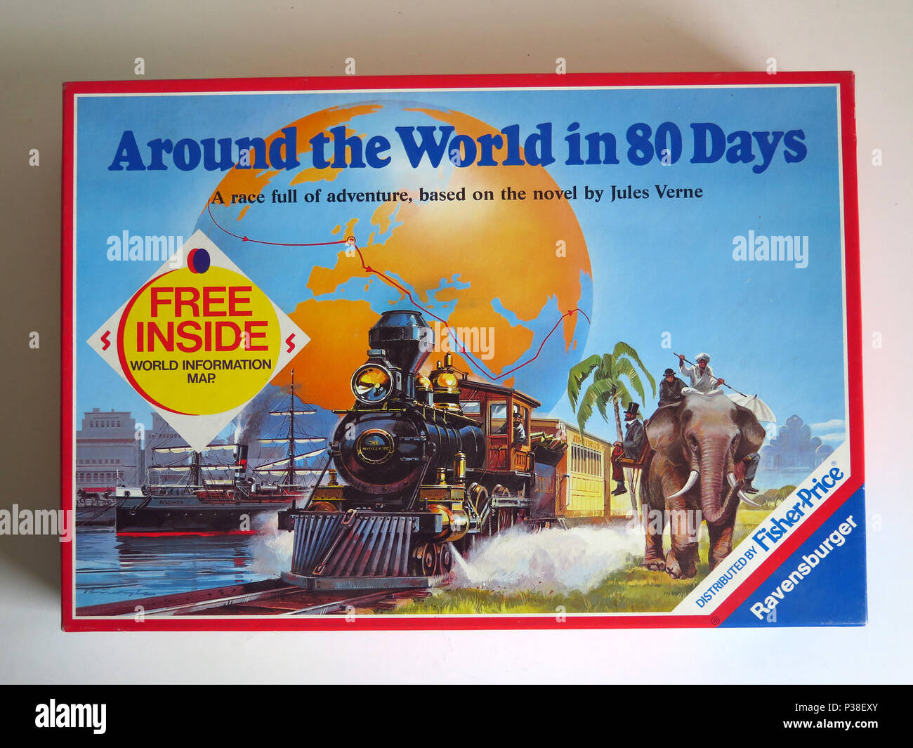 In 80 en Um Die Welt Brettspiel Stockfotografie Alamy