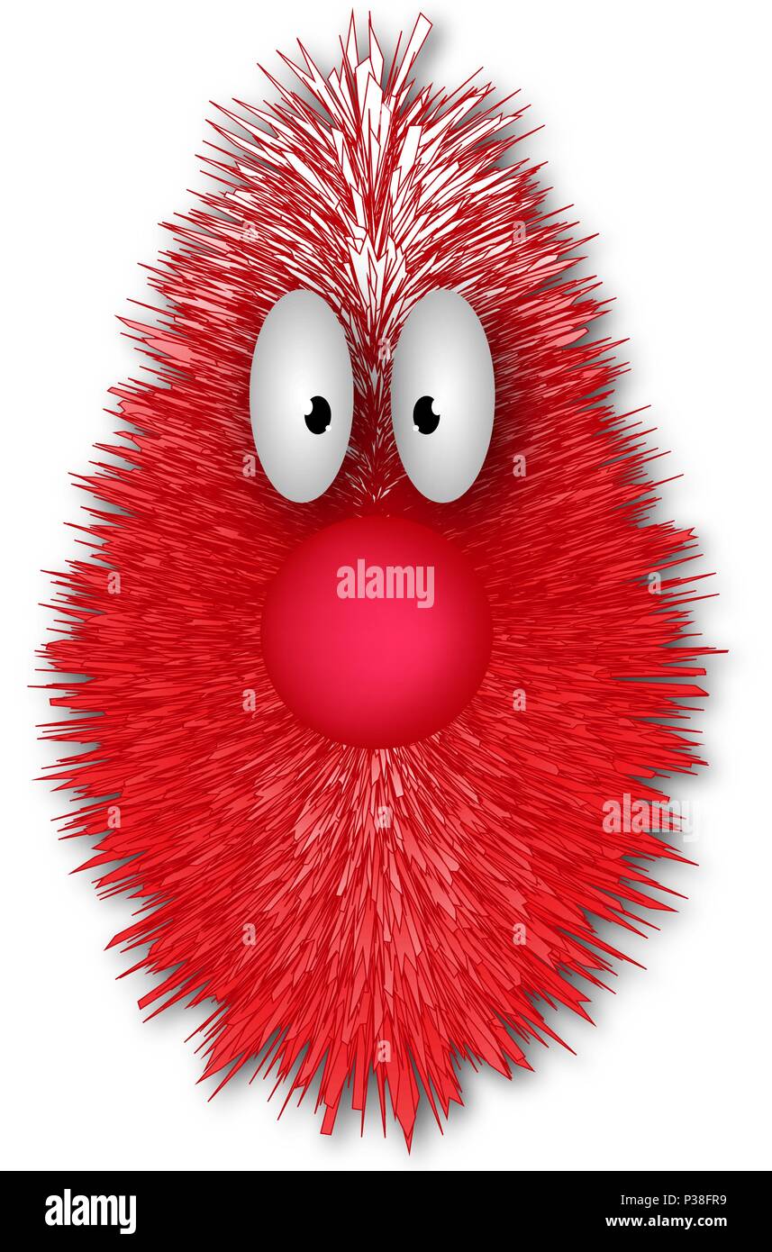 Red animation Charakter. Flauschige Ungewöhnliches kleines Tier. Vector Illustration. Auf einem weißen Hintergrund. Stock Vektor