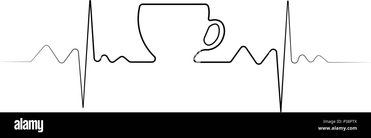 Tasse Kaffee eine Zeile. Einfachen vektor Illustration. Schwarz-weiß-Bild. Stock Vektor