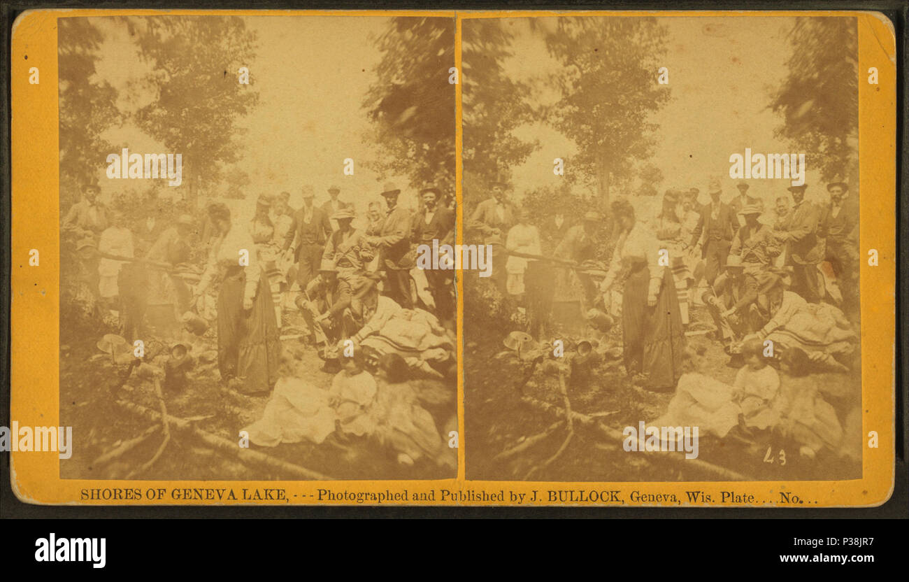 133 Gruppe um ein Lagerfeuer, Frau gießen aus einer Kaffeekanne, von J. Bullock Stockfoto