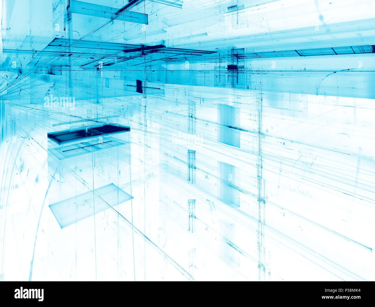 Weiß und Blau tech Hintergrund - Abstrakt digital erzeugten im Stockfoto