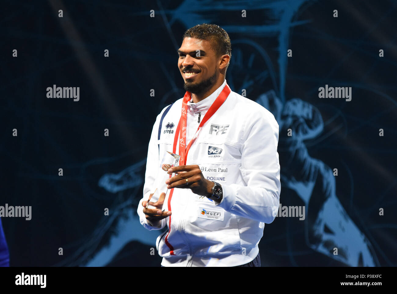 Novi Sad, Serbien 17. Juni 2018. Borel Yannick gewann die Goldmedaille im Fechten europäische Bankenzentrum Meisterschaft. foto Nenad Mihajlovic Credit: Nenad Mihajlovic/Alamy leben Nachrichten Stockfoto