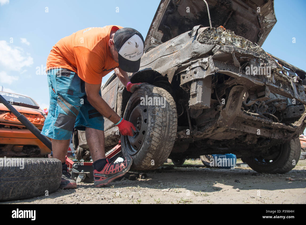 Sosnova, Tschechische Republik. 16 Juni, 2018. Die 9 Destruction Derby extreme Abriss race von Altfahrzeugen nahm auf dem Autodrom in Sosnova, der Tschechischen Republik, am 16. Juni 2018. Quelle: Vit Cerny/CTK Photo/Alamy leben Nachrichten Stockfoto