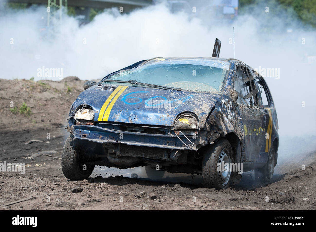 Sosnova, Tschechische Republik. 16 Juni, 2018. Die 9 Destruction Derby extreme Abriss race von Altfahrzeugen nahm auf dem Autodrom in Sosnova, der Tschechischen Republik, am 16. Juni 2018. Quelle: Vit Cerny/CTK Photo/Alamy leben Nachrichten Stockfoto