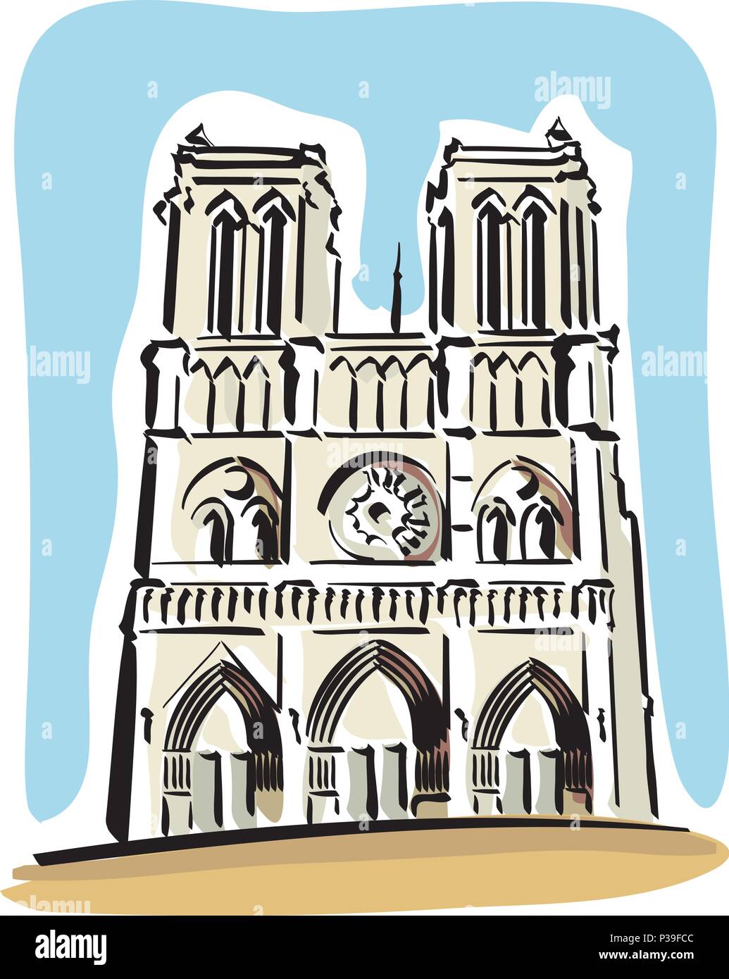 Vector Illustration von Notre Dame de Paris. Stock Vektor