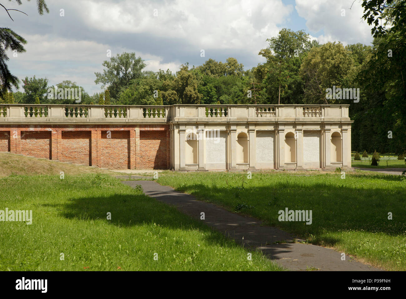 Mauer der Terrasse auf königlichen Palast Wilanow Residence, Warschau, Polen Stockfoto