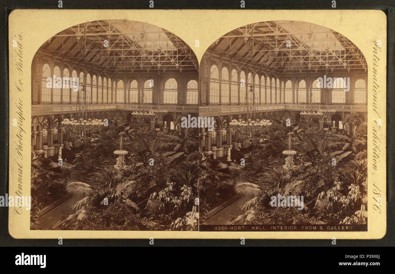 . Gartenbau Halle Innenraum von S. Galerie. Abdeckung: 1876. Quelle Impressum: Philadelphia: Centennial fotografische Co., 1876. Digitale Element veröffentlicht 9-15 2005; 2-13-2009 aktualisiert. 144 Gartenbau Halle Innenraum von S. Galerie, von Centennial fotografische Co. Stockfoto