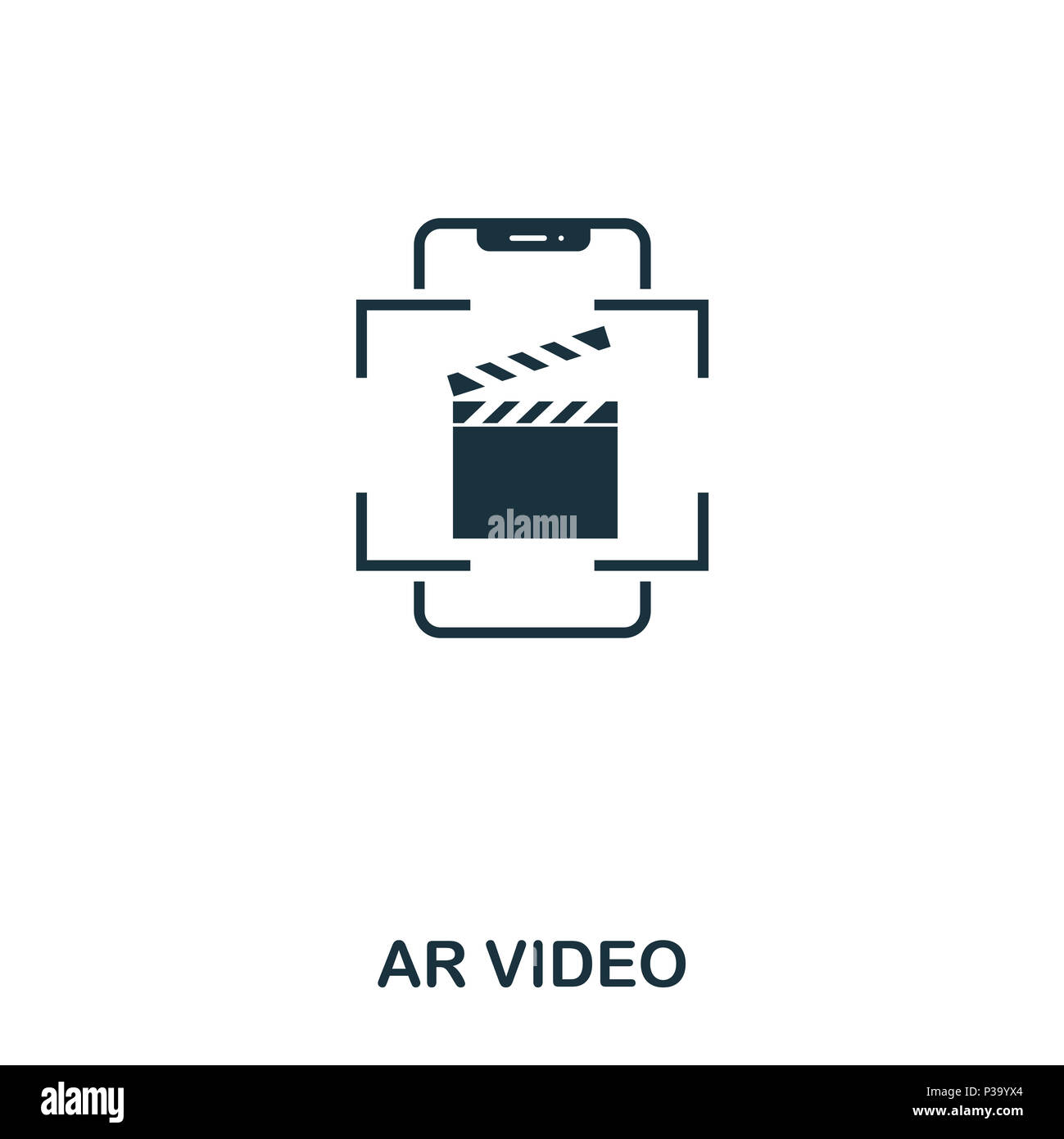 Ar-Symbol. Mobile App, Druck, Web site Symbol. Einfaches Element singen. Monochrome Ar Symbol Video Abbildung. Stockfoto