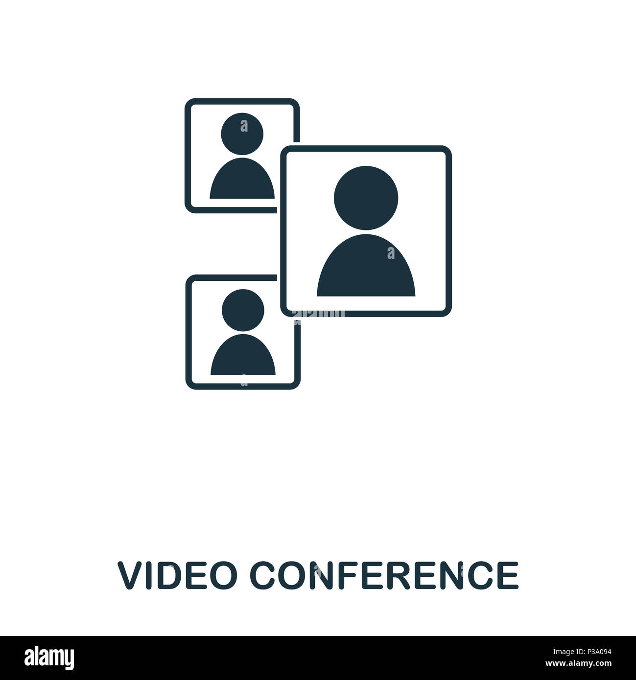 Videokonferenz Symbol. Mobile App, Druck, Web site Symbol. Einfaches Element singen. Monochrome Video Konferenz Symbol Abbildung. Stockfoto