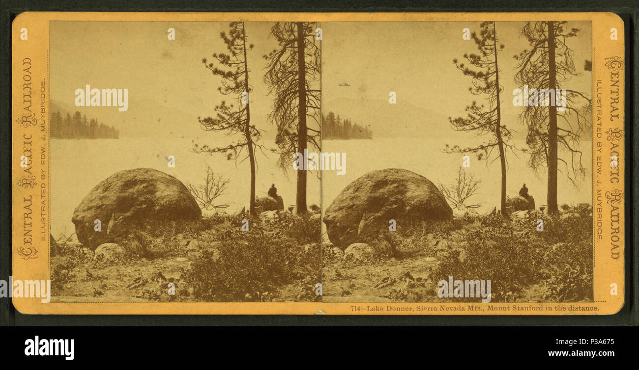 . See Donner, Sierra Nevada Mts., Mount Stanford in der Ferne. Alternative Titel: fotografischen Illustrationen der Pazifischen Küste. Abdeckung: 1868?-1875?. Digitale Element veröffentlicht 5-5 2005; 2-12-2009 aktualisiert. 165 See Donner, Sierra Nevada Mts., Mount Stanford in der Ferne, von Eadweard Muybridge,, 1830-1904 Stockfoto