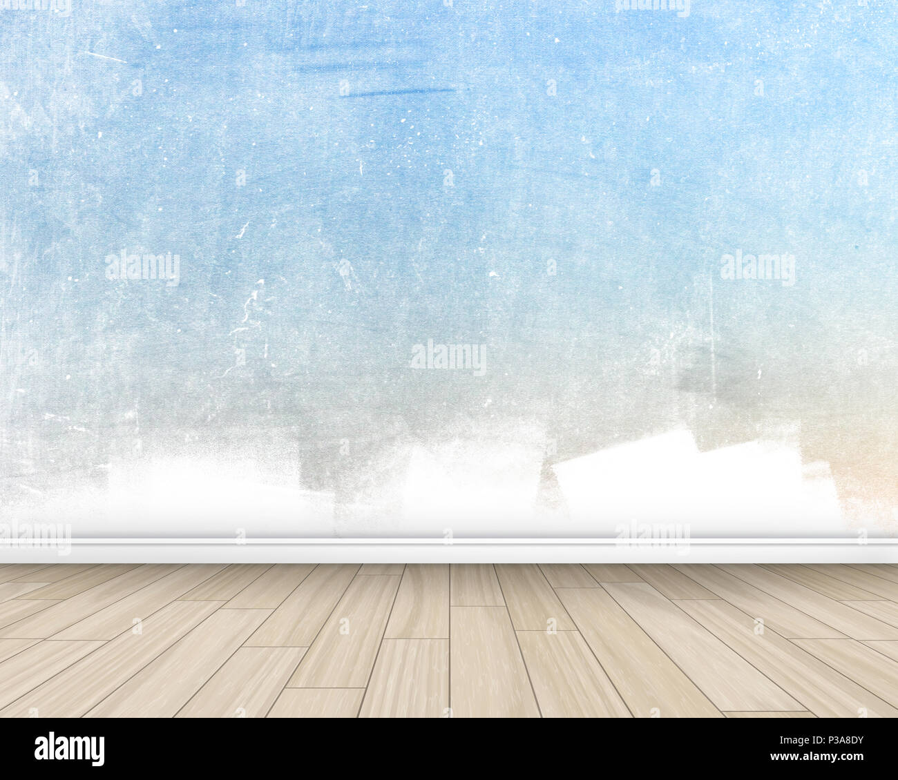 Grunge style Zimmer Einrichtung mit bemalten Wand und Holzboden Stockfoto