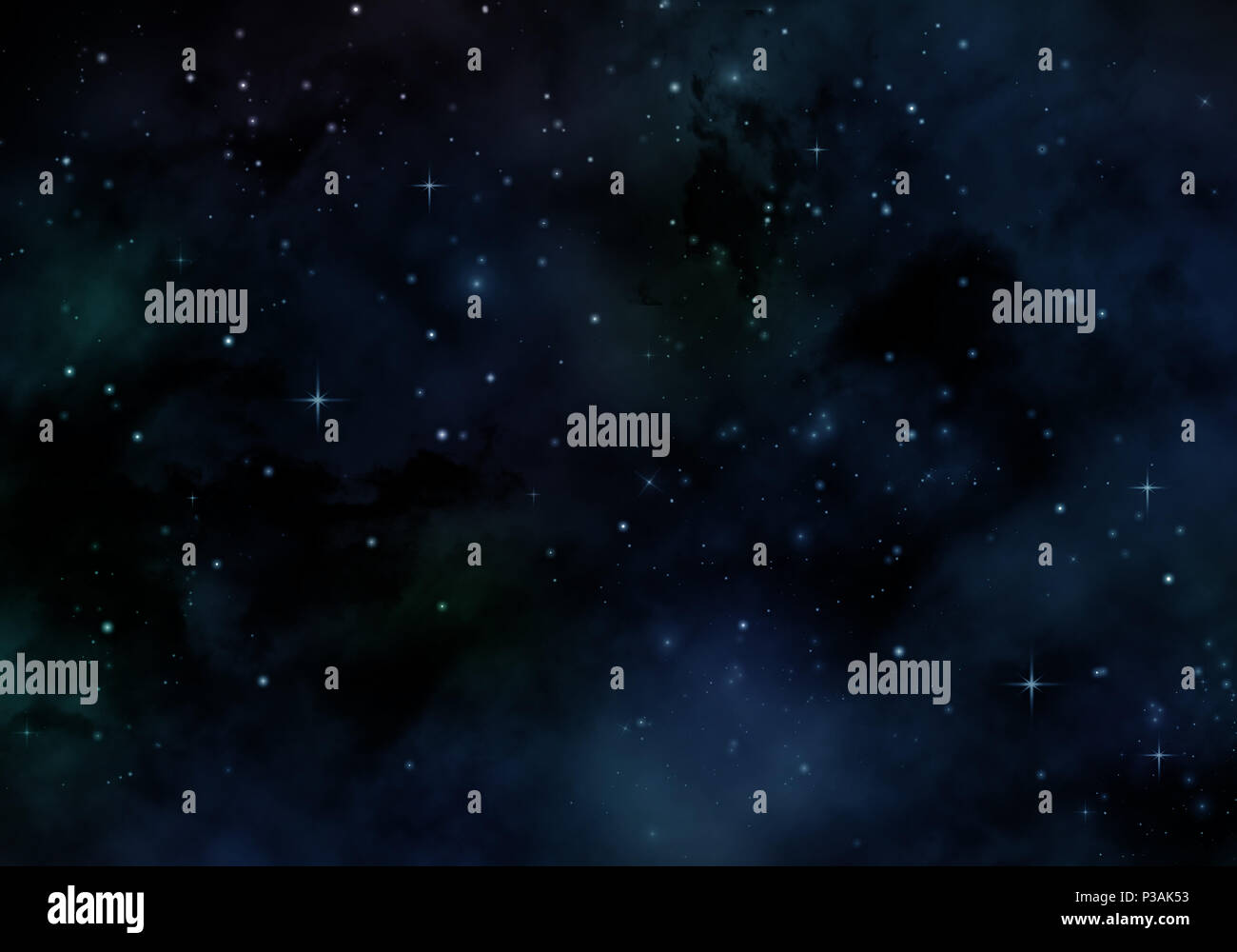 Nacht Himmel Hintergrund mit Nebel und Sterne Stockfoto