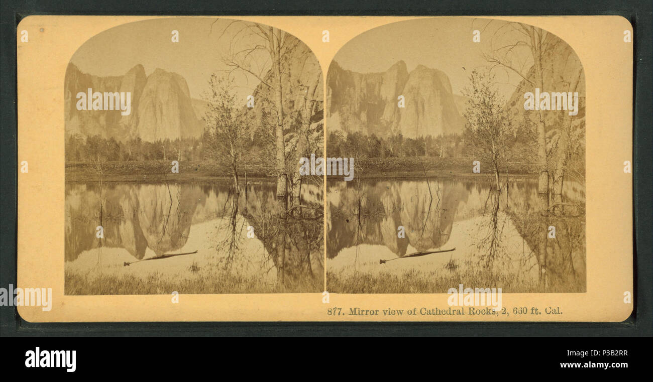 . Spiegel Ansicht des Cathedral Rocks, 2.660 ft. Cal. Alternative Titel: Stereoskopische Kostbarkeiten, 877. Erstellt: 1880?-1897?. Abdeckung: 1880?-1897?. Quelle Impressum: Littleton, N.H.: 1880?-1897?. Digitale Element veröffentlicht 8-31 2005; 2-12-2009 aktualisiert. 193 Spiegel Ansicht des Cathedral Rocks, 2.660 ft. Cal, von Littleton, Co.2 Stockfoto