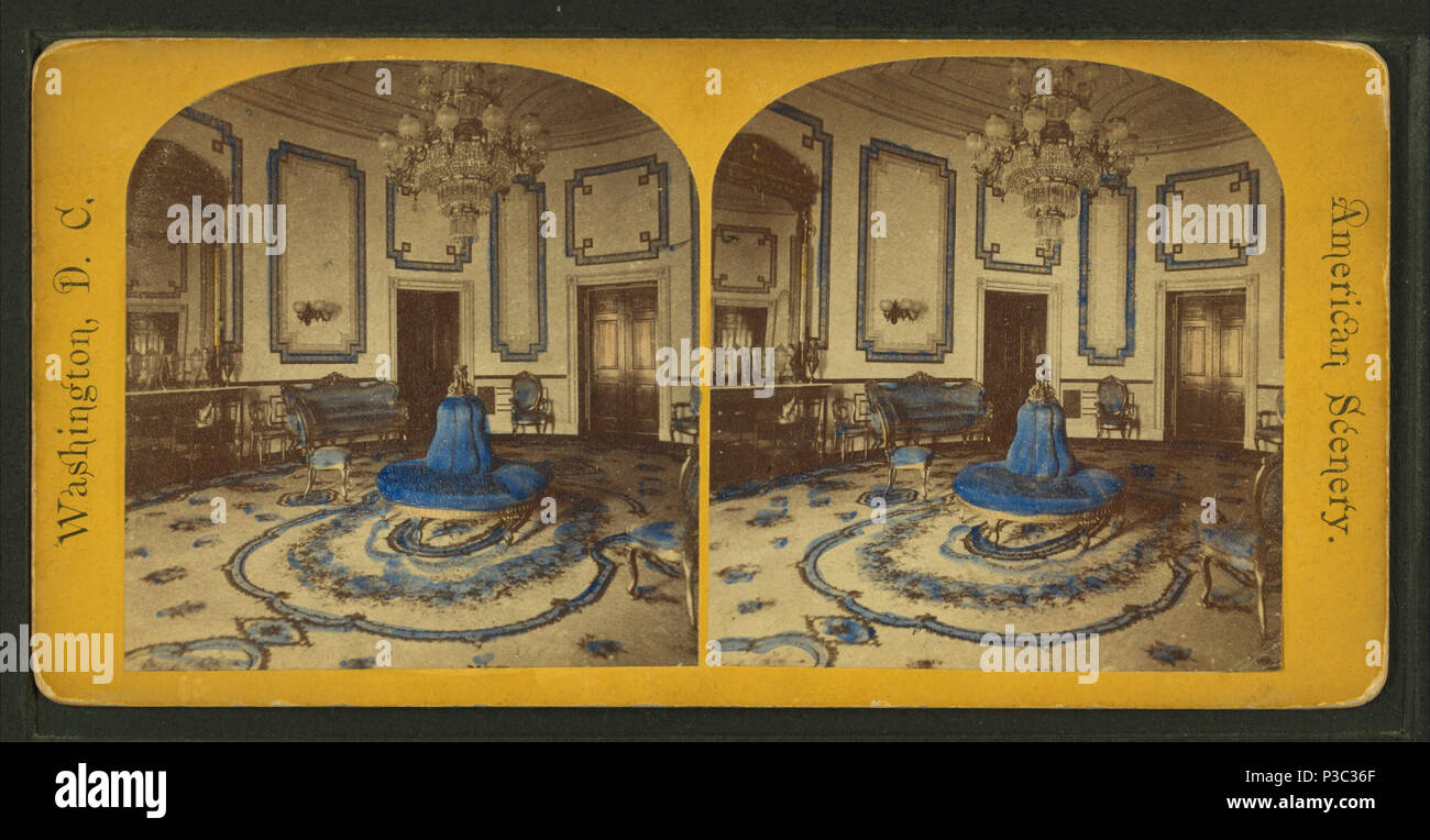 242 President's Haus, Blaues Zimmer, von Robert N. Dennis Sammlung von stereoskopische Ansichten Stockfoto