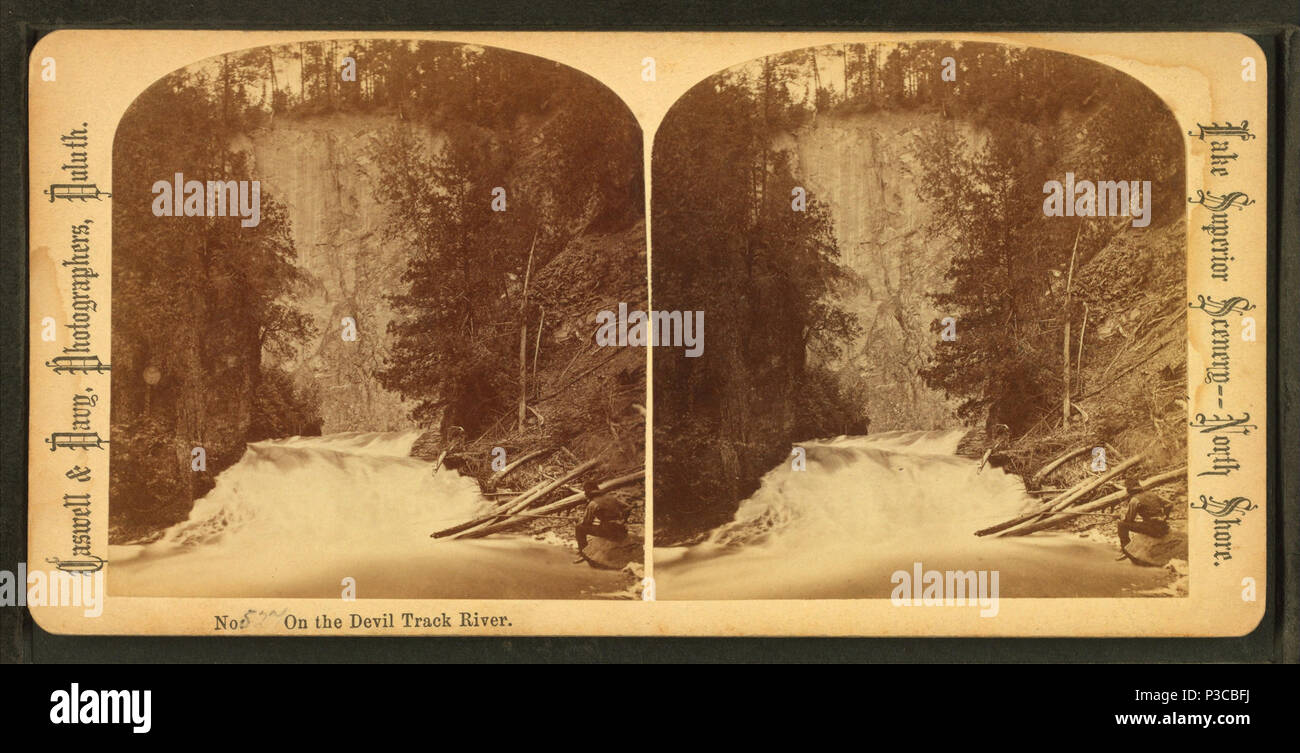 . Auf der Teufel Titel River. Abdeckung: 1870?-1879?. Quelle Impressum: Duluth, Minnesota: Caswell & Davy 1870?-1879?. Digitale Element veröffentlicht 6-15 2005; 2-13-2009 aktualisiert. 222 Auf der Teufel Titel Fluß, von Caswell & Amp; Davy Stockfoto