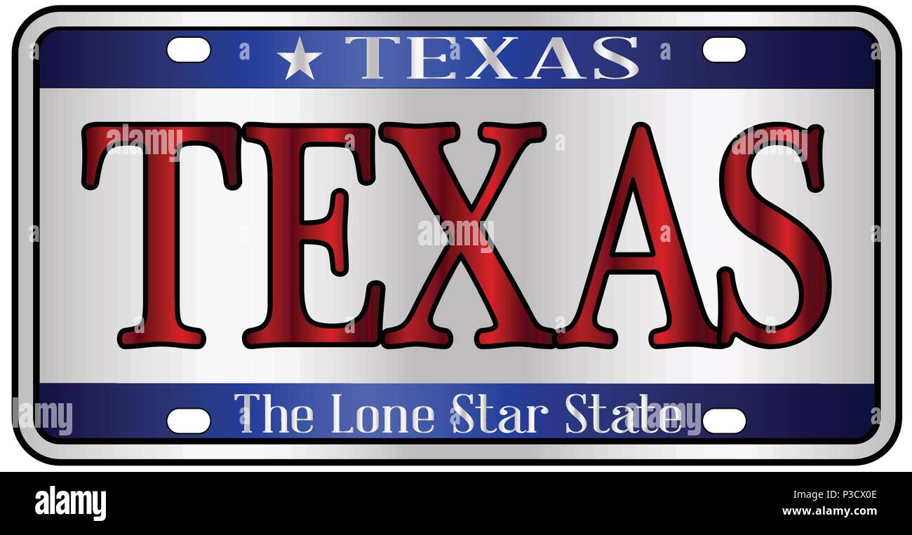 Texas State Nummernschild mockup spoof auf weißem Hintergrund Stock Vektor