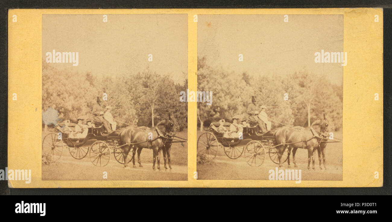 234 Menschen im Reisebus mit afrikanischen amerikanischen Kutscher, von Robert N. Dennis Sammlung von stereoskopische Ansichten Stockfoto