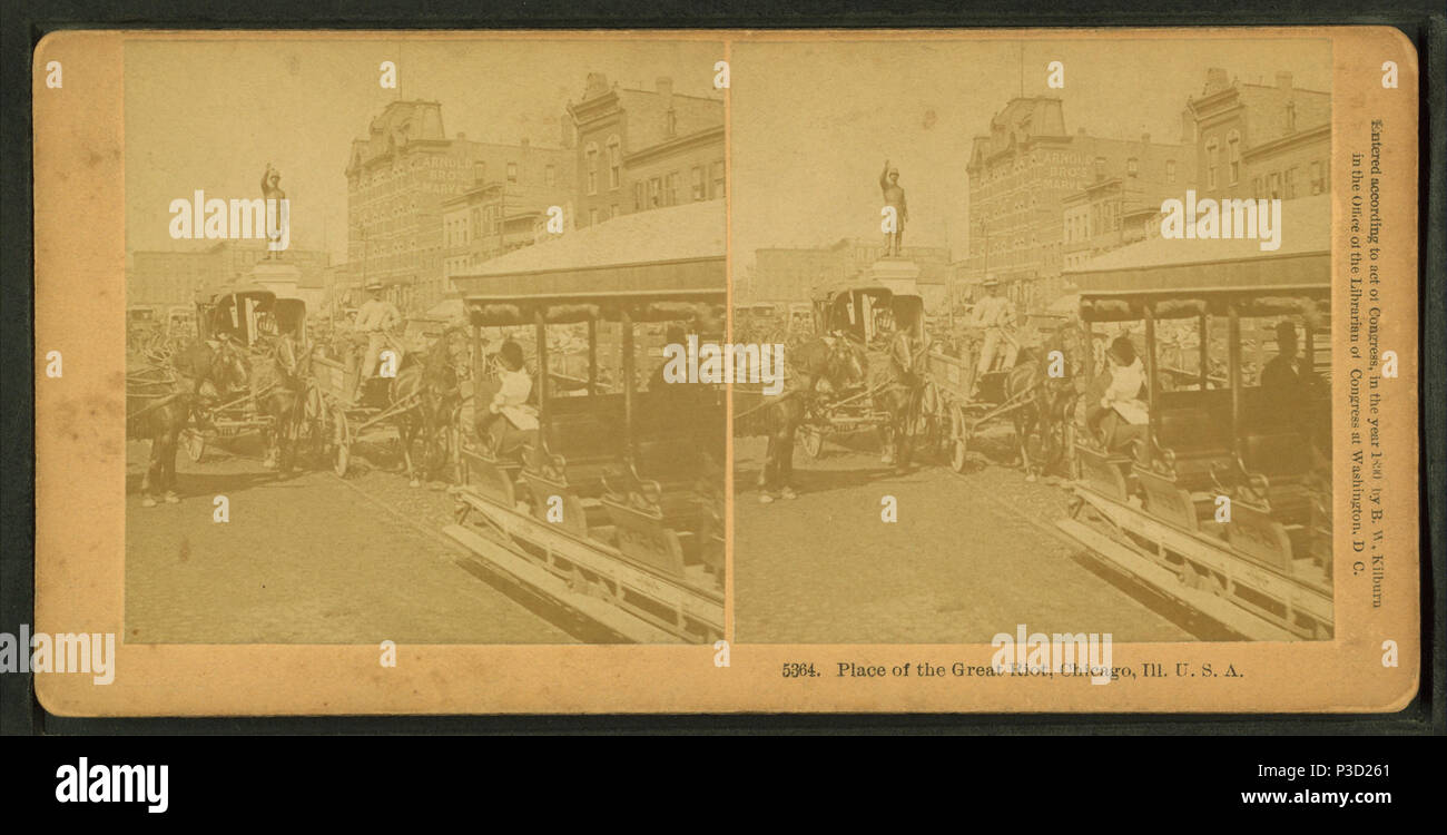 . Ort der großen Aufruhr, Chicago, Illinois Alternative Titel: Haymarket Square, Wagen, Karren, Trolleys und Denkmal für die Polizei. Abdeckung: 1865?-1915?. Quelle Impressum: 1865?-1915?. Digitale Element veröffentlicht 6-15 2005; 2-12-2009 aktualisiert. 238 Ort des Großen Aufruhr, Chicago, Ill, von Kilburn, B. W. (Benjamin West), 1827-1909 Stockfoto