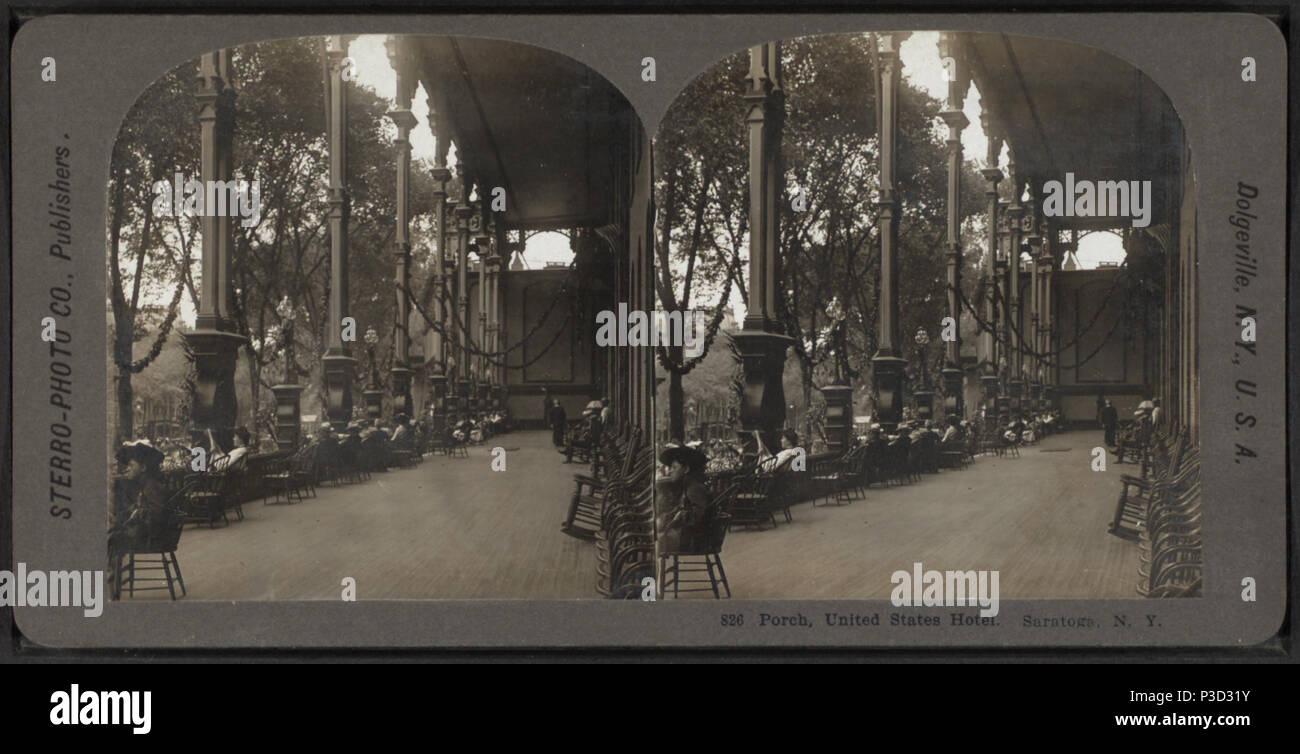 240 Veranda, United States Hotel, Saratoga, N.Y, von Stereo Foto Co. Stockfoto