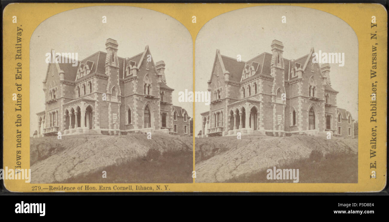 . Aufenthalt von Hon. Ezra Cornell, Ithaca, N.Y. Alternative Titel: Views in der Nähe der Linie der Erie Railway. Abdeckung: [1860?-1885?]. Quelle Impressum: [1860?-1885?]. Digitale Element veröffentlicht 6-14 2006; 2-11-2009 aktualisiert. 254 Residenz der Hon. Ezra Cornell, Ithaca, N. Y, von Robert N. Dennis Sammlung von stereoskopische Ansichten Stockfoto