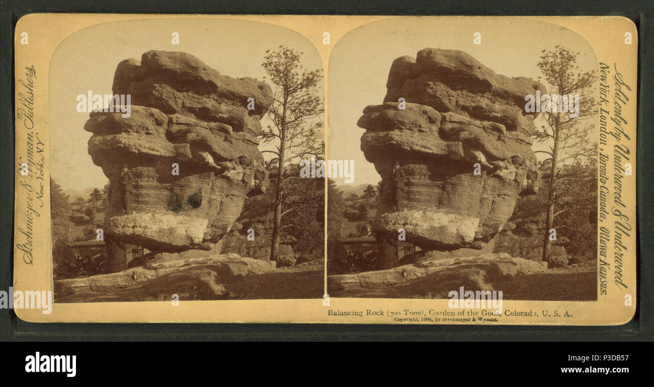 . Balancing Rock (300 Tonnen), der Garten der Götter, Colorado, USA Veröffentlicht: c 1894. Abdeckung: 1865?-1925. Quelle Impressum: 1865?-1925.. Digitale Element veröffentlicht 10-28-2005; 2-13-2009 aktualisiert. 27 Balancing Rock (300 Tonnen), der Garten der Götter, Colorado, USA, von Robert N. Dennis Sammlung von stereoskopische Ansichten Stockfoto