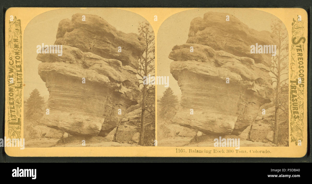 27 Balancing Rock, 300 Tonnen, Colorado, von Robert N. Dennis Sammlung von stereoskopische Ansichten 3. Stockfoto