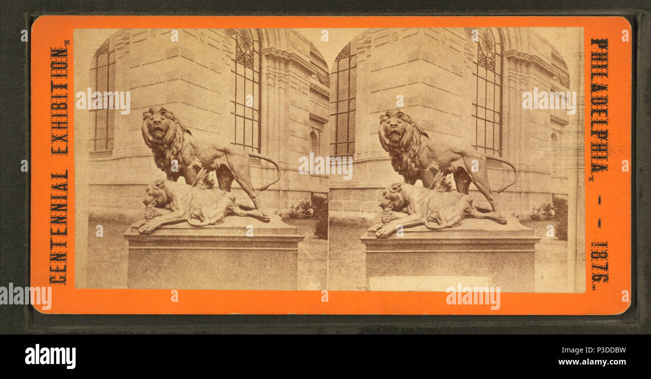 266 Skulptur "Der sterbende Löwe.", von Robert N. Dennis Sammlung von stereoskopische Ansichten Stockfoto