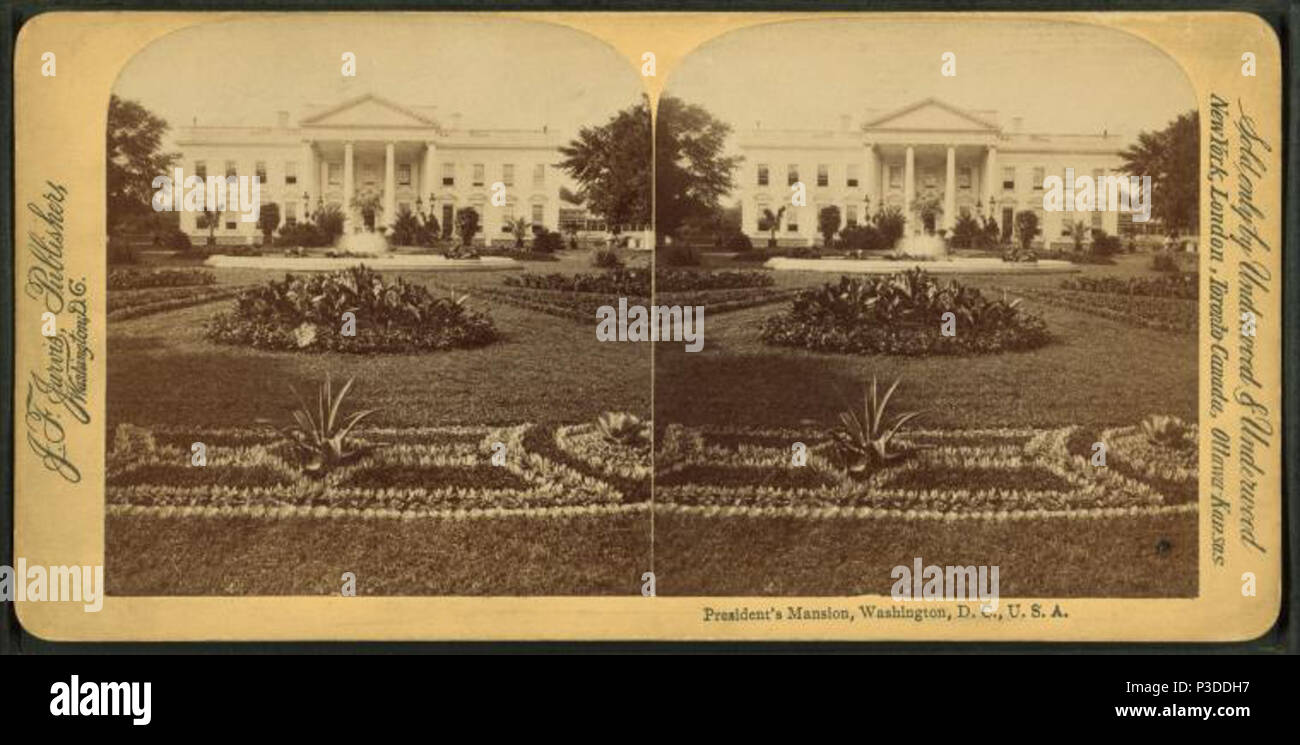 . President's Mansion, Washington, D.C., USA Erstellt: 1870-1899. Abdeckung: 1870-1899. Quelle Impressum: Washington, D.C.: J.F. Jarvis, 1870?-1899?. Digitale Element veröffentlicht 9-29 2005; 2-12-2009 aktualisiert. 243 President's Mansion, Washington, D.C., USA, von Jarvis, J. F. (John-F.), b. 1850 4. Stockfoto