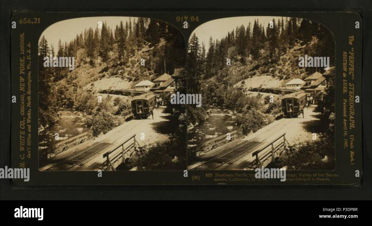 . Southern Pacific an Shasta Federn, Tal der Sacramento, Kalifornien, USA Alternative Titel: "Perfec' Stereograph. Erstellt: 1890-1910. Abdeckung: 1890-1910. Digitale Element veröffentlicht 6-15 2005; 2-12-2009 aktualisiert. 278 Southern Pacific an Shasta Federn, Tal der Sacramento, Kalifornien, USA, von H.C. Weiß Co. Stockfoto