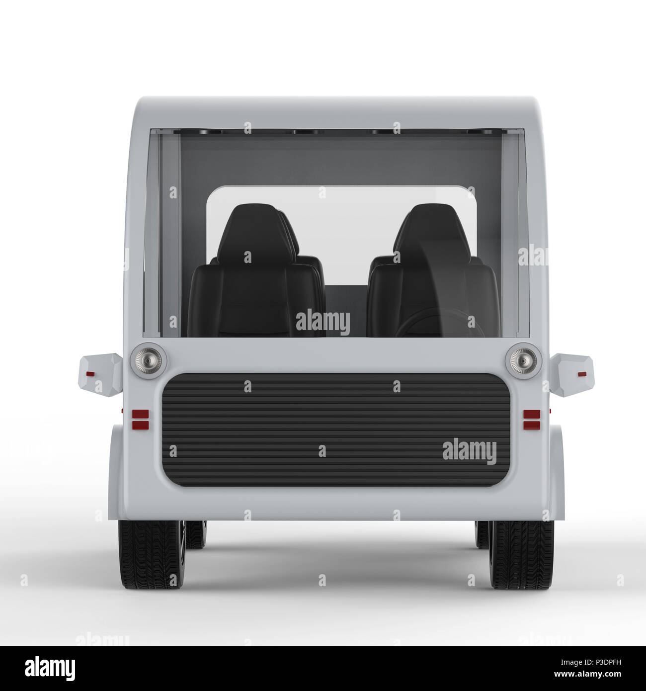 3D-rendering White Mini Van oder Bus auf weißem Hintergrund Stockfoto